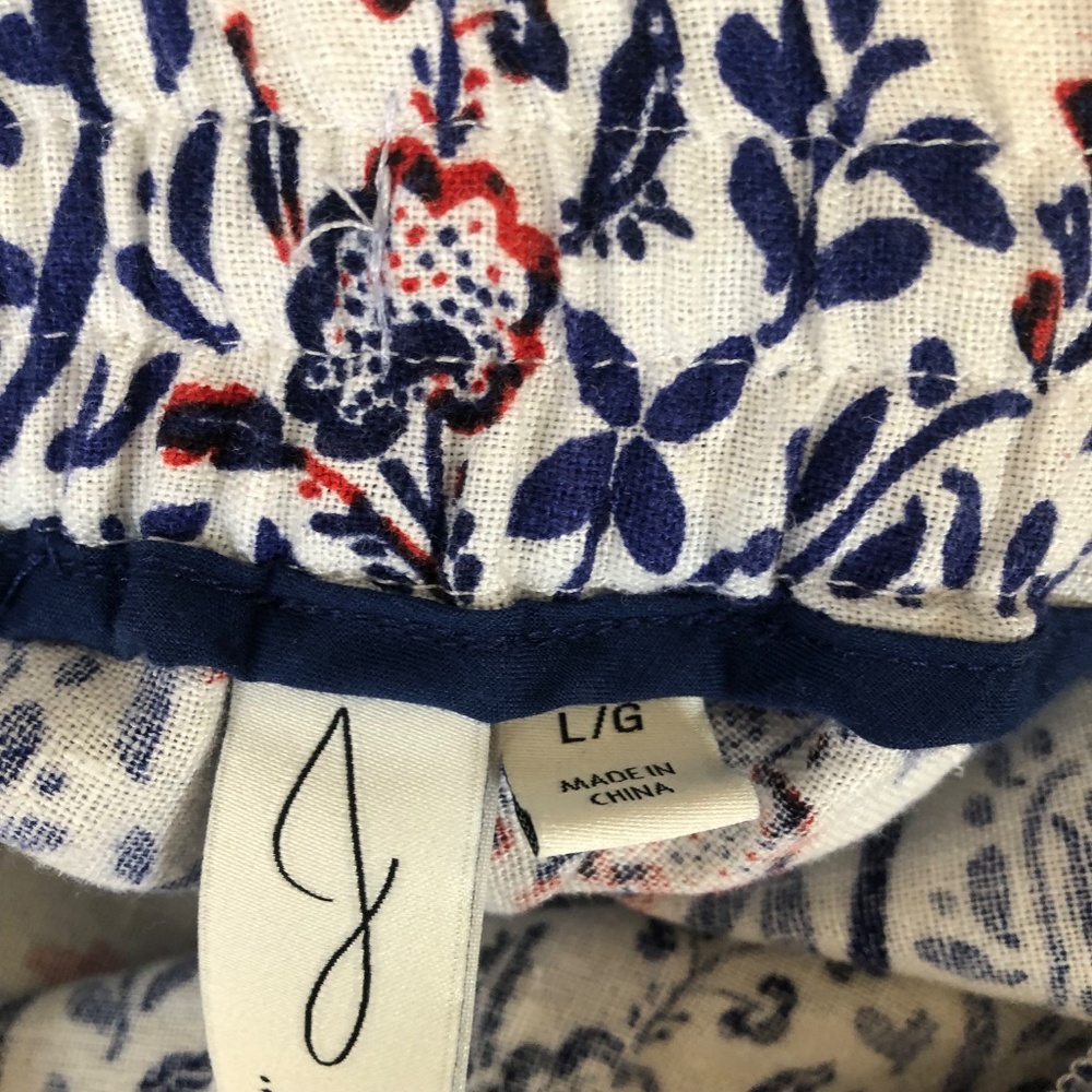 Joie Boho Linen Blend Floral Shorts Blue White Beaded Tassel Women’s SizeL - Picture 5 of 6